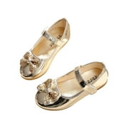 WREESH Toddler and Kids Girls' Dress \u0026 Princess Shoes: Glitter Flower Flats and Mary Jane for Party, Wedding, and Fall Dance Events Gold